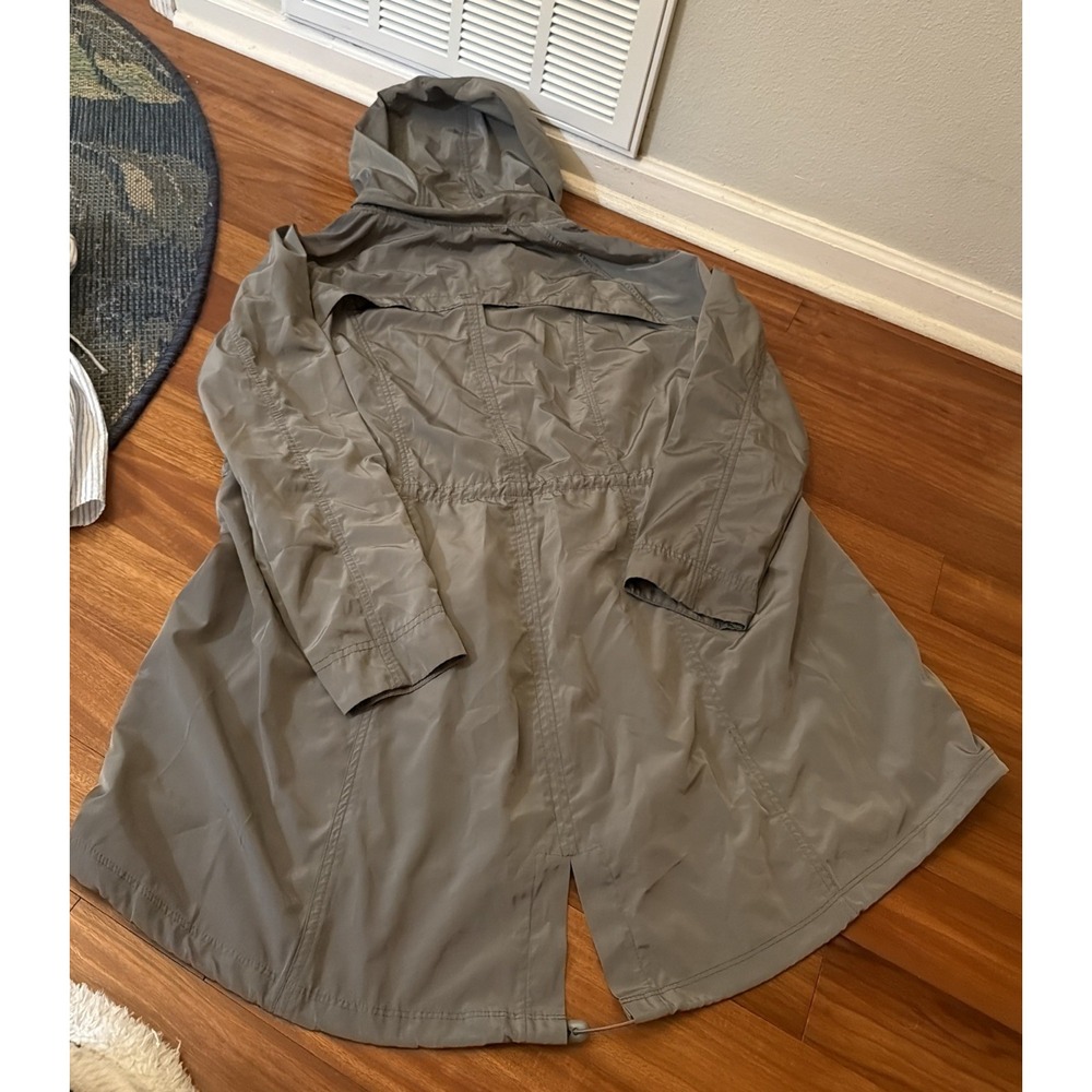 Athleta Sage Green Women's Zip Up Long Jacket Size XL Hooded Lightweight - Picture 7 of 7